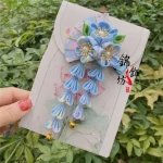 사랑스러운 Tassels 술 팬 머리핀 꽃 사쿠라 일본 기모노 모자를 쓰고 있죠 Hanfu 팬 헤어 클립 소녀 헤어 액세서리 소녀 - 이미지 3