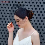 TOPQUEEN VA02 100% 수제 새장 베일 블러셔 베일, 흰색 리본 꽃 머리띠 베일, 신부 헤어 액세서리, 얼굴 베일 - 이미지 5
