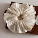 1PC 진주 대장 서클 패션 소녀 넥타이 대리석 헤어 로프 작은 신선한 백 포니 테일 기질 머리 로프 - 이미지 5