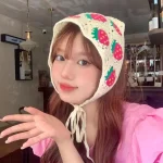 한국 귀여운 수제 크로셰 할로우 삼각형 머리띠 수건, 용수철 및 여름 여행 문학 사진 헤어 스카프 - 이미지 4