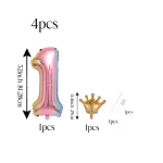 32 인치 알루미늄 호일 그라디언트 0-9 숫자 풍선 크라운 풍선 생일 웨딩 파티 장식 - 이미지 5