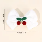 2Pcs Kawaii 흰색 체리 활 헤어 클립 여자를위한 꽃 자수 머리핀 어린이 일일 헤어핀 머리 장식 헤어 액세서리 - 이미지 5