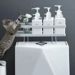 화장실 선반 위 화장실 보관함 1단 욕실 정리 선반, 다기능 종이 홀더 바구니 드릴링 공간 보호기 없음