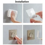 벽 마운트 자체 접착 샴푸 병 선반 액체 비누 샤워 젤 주최자 후크 홀더 선반 옷걸이 욕실 액세서리 - 이미지 6