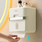 변기 종이 거치대 상자 거치대 욕실 랙 방수 릴 티슈 보관 상자, 펀치 프리 주방 욕실 보관 거치대 - 이미지 4