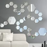 아크릴 3D 거울 장식 벽 스티커, 벽 데칼, 육각형 접착제, 탈착식 미니 거실, 셀프 룸, 침실 아트, 12 개 - 이미지 2