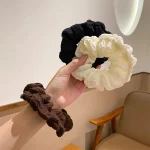 여성을위한 간단한 솔리드 컬러 대장 헤어 로프 우아한 높은 포니 테일 헤어 로프 패션 소녀 미트볼 헤드 Scrunchie - 이미지 5