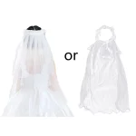 꽃 소녀 주름 장식 레이스 크라운 꽃 머리 장식 결혼식 얇은 명주 그물 베일 화환 머리 장식 축제 휴일 사진 소품 - 이미지 4