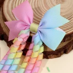 2Pcs 리본 술 헤어 클립 인기있는 달콤한 무지개 곱슬 리본 더블 포니 테일 머리핀 아기 소녀 헤어 액세서리 어린이위한 - 이미지 6