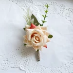 Boutonniere 코사지 웨딩 파티 액세서리 브로치 꽃 장미 인공 단추 구멍 남자 결혼 신랑 들러리 정장 옷깃 핀 - 이미지 4