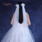 TOPQUEEN 심플 레트로 스타일 신부 베일, 2 피스 리본 빗, 웨딩 액세서리 V233 - 이미지 3