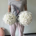 신부 꽃다발 결혼식 꽃 신부 들러리 실크 장미 가짜 아기 호흡 신부 결혼식 액세서리 테이블 센터 피스 장식 - 이미지 3