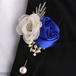 신랑 Boutonniere 남자 결혼식 증인 브로치 실크 로즈 Boutonniere 남자 코사지 핀 결혼식 Boutonniere 꽃 파티 파티 - 이미지 5