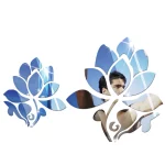 새로운 대형 연꽃 3D 미러 벽 스티커 가정 침실 사무실 복도 벽 장식 아크릴 미러 반사 벽 스티커 - 이미지 6