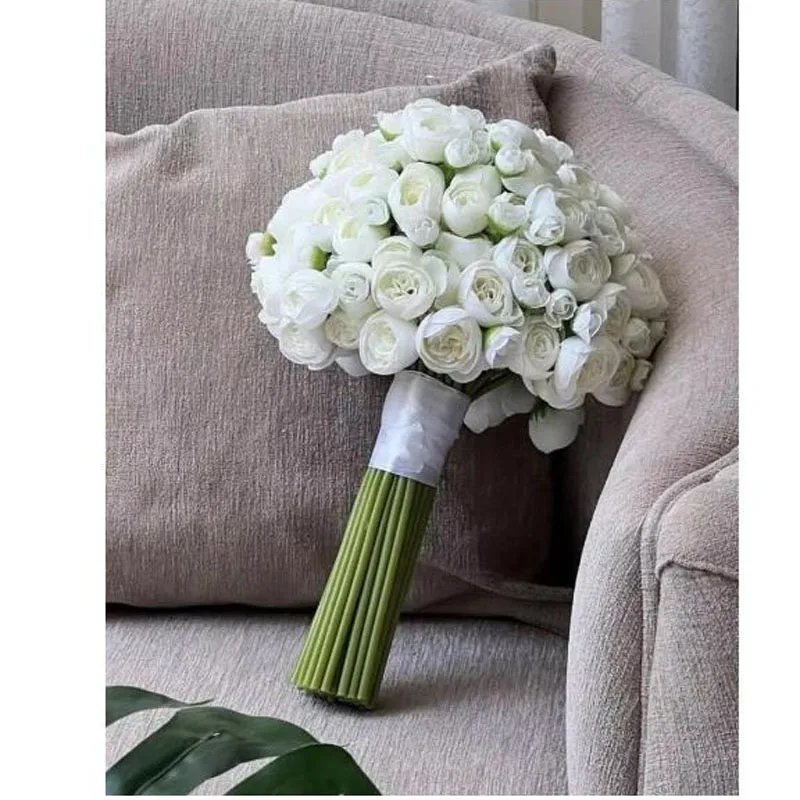 웨딩 부케 신부 부케, 흰색 장미, 웨딩 부케, 수제 인공 꽃 장미