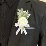 Boutonniere 웨딩 꽃 인공 실크 장미 손목 코사지 팔찌, 신부 들러리, 남자 단추 홀, 하객 결혼 액세서리 - 이미지 2