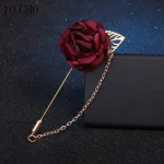 웨딩 브로치 핀 신랑 들러리 원단, 장미 동백꽃, 신랑 들러리, 웨딩 장식 액세서리