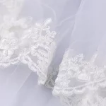 흰색 두 레이어 신부 웨딩 베일 레이스 가장자리 섹시한 짧은 허리 길이 웨딩 베일 신부를위한 빗 드레스 베일 - 이미지 5