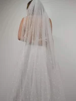 긴 반짝이는 신부 베일 럭셔리 샤인 웨딩 베일 스팽글 대성당 길이의 황금색 톤 빗 V101 - 이미지 2