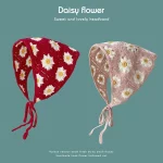 세련되고 다재다능한 삼각형 스카프 손으로 뜨개질한 여성용 머리띠 복고풍 귀엽고 달콤한 작은 데이지 머리띠 - 이미지 2