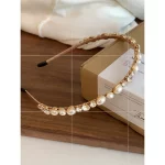 1PC 다이아몬드가 박힌 진주 헤어 후프, 라인스톤 머리띠, 코트 스타일 헤어 액세서리, 불규칙한 모양ABS - 이미지 5