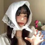 2025 프랑스 컨트리 스타일 레이스 메쉬 삼각 스카프 봄 여름 플로럴 헤어 스카프 우아한 헤드랩 보헤미안 헤어 액세서리 - 이미지 3