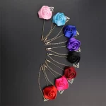 신랑 Boutonniere 코사지 핀 웨딩 실크 꽃 Groomsman Boutonnieres Buttonhole 웨딩 꽃 결혼 액세서리 - 이미지 3