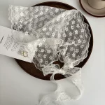 레트로 달콤한 꽃 삼각형 머리 스카프 여름 여성 소녀 스퀘어 스카프 머리띠 한국어 프랑스어 목가적 인 머리 장식 레이스 머리 장식 - 이미지 6