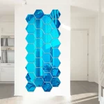 아크릴 3D 거울 장식 벽 스티커, 벽 데칼, 육각형 접착제, 탈착식 미니 거실, 셀프 룸, 침실 아트, 12 개 - 이미지 4