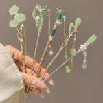 중국 스타일 빈티지 머리핀 우아한 술 꽃 비녀, 여아용 긴 원피스 치파오 한푸 레트로 헤어 액세서리