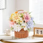 1PC 인공 장미 꽃 웨딩 홈 침실 장식 신부 꽃다발 정원 가짜 실크 달리아 수국 꽃병 보드 야외 - 이미지 5