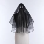블랙 신부 레이스 베일, 짧은 빗 포함, 우아한 여성 웨딩 베일, 헤어 액세서리, 2 겹, 도매 - 이미지 2