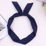 1Pc 귀여운 솔리드 컬러 토끼 토끼 귀 리본 모자를 쓰고 있죠 헤어 밴드 금속 와이어 스카프 머리띠 헤어 밴드 액세서리 - 이미지 3
