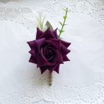 Boutonniere 코사지 웨딩 파티 액세서리 브로치 꽃 장미 인공 단추 구멍 남자 결혼 신랑 들러리 정장 옷깃 핀 - 이미지 5