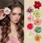 무작위 9Pcs, 보헤미안 스타일, 다채로운 꽃 머리핀 Duckbill 클립, 해변 휴가에 적합