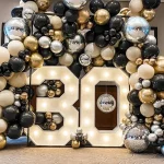 LED 빛 거대한 생일 그림 번호 풍선 작성 상자 30 40 50 1 생일 파티 장식 성인 키즈 베이비 샤워 웨딩 장식 - 이미지 2