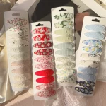 10 개/몫 패브릭 격자 무늬 신선한 인쇄 면화 합금 헤어 클립 어린이 BB 머리핀 소녀 Hairgripe 모자를 쓰고 있죠 어린이 헤어 액세서리 - 이미지 3