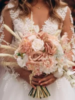 가을 샴페인 인공 꽃 콤보 상자, DIY 웨딩 신부 부케, 베이비 샤워 꽃꽂이 장식 - 이미지 2