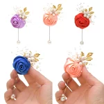 신부 손목 코세이지 장미 진주 손목 꽃 팔찌 브로치 핀, 웨딩 신부 들러리 결혼 파티 웨딩 액세서리