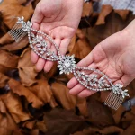 실버 컬러 라인 석 크리스탈 머리띠 Hairbands Tiaras 여성용 신부 파티 웨딩 신부 헤어 액세서리 쥬얼리 밴드