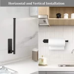 종이 타월 홀더 펀치없는 롤 종이 홀더 캐비닛 아래 주방 티슈 선반 신선한 필름 주석 호일 홀더 액세서리 - 이미지 2