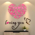 1 세트 사랑 심장 아크릴 벽 스티커 DIY 3D 거울 벽 스티커 거실 침실 배경 벽 웨딩 장식 - 이미지 5