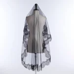새로운 도착 신부 베일 한 레이어 여자 여자 블랙 만틸라 웨딩 베일 레이스 트림 할로윈 코스프레 의상 신부 Boda 2025 - 이미지 2