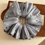 1PC 진주 대장 서클 패션 소녀 넥타이 대리석 헤어 로프 작은 신선한 백 포니 테일 기질 머리 로프 - 이미지 4