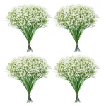 36Pcs 흰색 Babys 호흡 인공 꽃 가짜 Gypsophila 가을 꽃 웨딩 DIY 꽃다발 꽃꽂이 파티 홈 장식