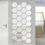 아크릴 3D 거울 장식 벽 스티커, 벽 데칼, 육각형 접착제, 탈착식 미니 거실, 셀프 룸, 침실 아트, 12 개