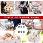 6/3Pcs 거품 꽃 핸들 꽃다발 홀더 결혼식 인공 꽃꽂이 DIY 신부 꽃다발 장식 용품 - 이미지 5