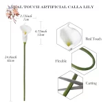 신부용 화이트 칼라 릴리 인공 꽃, 웨딩 부케, 리얼 터치 PU 칼라 가짜 꽃, 홈 침실 테이블 장식, 10 개 - 이미지 4