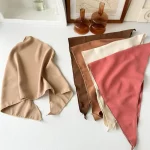 빈티지 천 패브릭 삼각형 헤어 스카프 솔리드 컬러 선 스크린 터번 Hairbands 다기능 Headscarf 헤어 액세서리 - 이미지 4