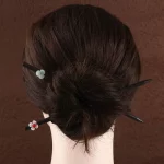 여성용 클래식 심플 우드 귀여운 꽃 머리핀, 중국 스타일 레트로 디스크, DIY 헤어 헤드웨어, 데일리 한푸 매칭 헤어 포크 - 이미지 3